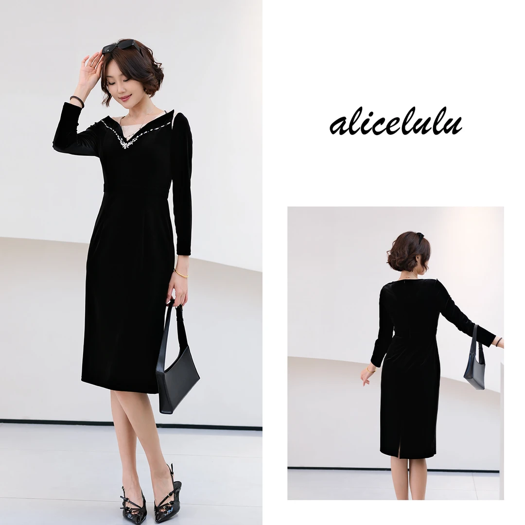 1 ALICE “钻石人生”连衣裙 蕾丝丝绒 名媛烫钻 S2141870W