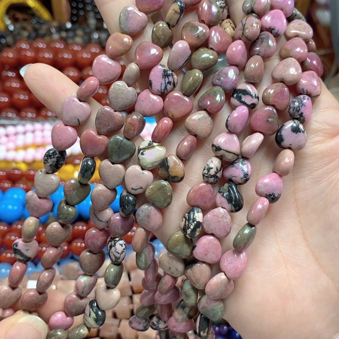 玛瑙/玉髓未镶嵌珠宝半成品蔷薇爱心一条卡10mm