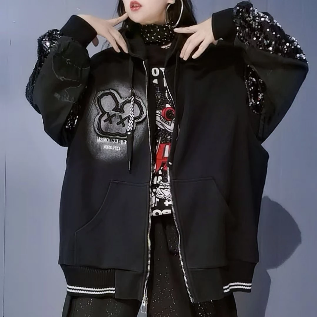 新款春季潮牌休闲宽松百搭潮流黑色时尚连帽马甲