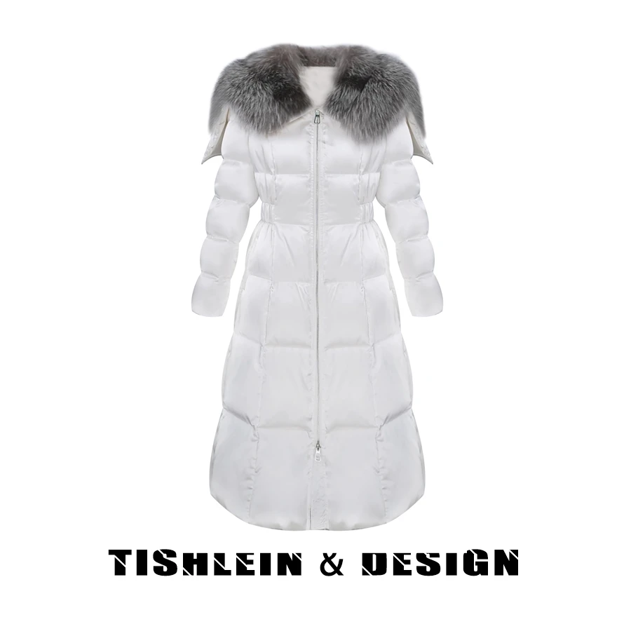 ZH高端定制【琥珀】千金风长款女冬季女士银狐领可脱95白鹅绒秋