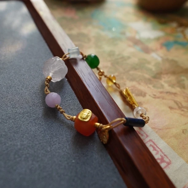 拉萨文创设计手作天然水晶编绳极简彩宝手链女