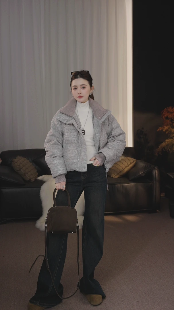 【佳佳】女法式立领羽绒加厚厚款优等品短款JQ50304