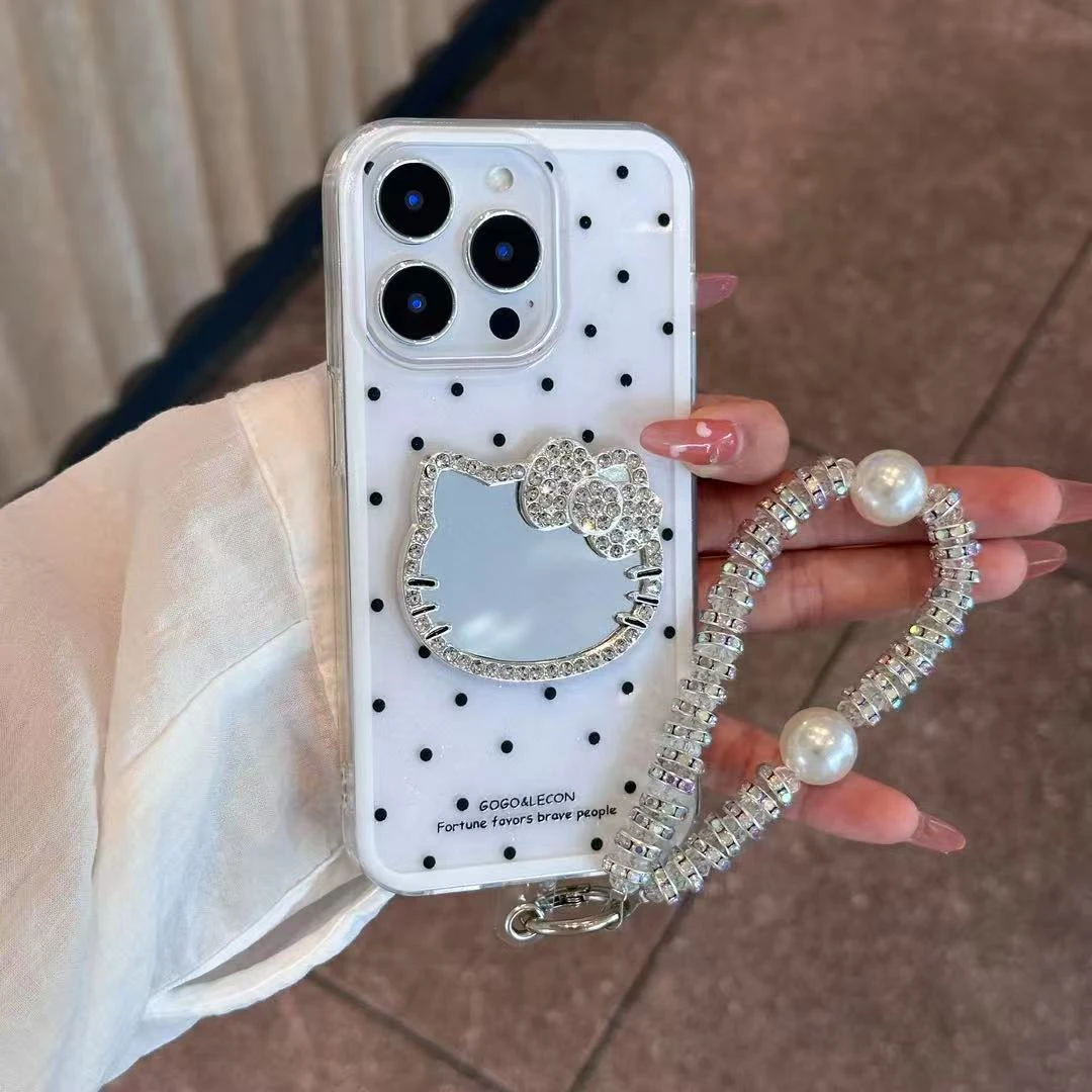 白框黑色波点适用苹果16promax手机壳iPhone15/14/13软12/11软女