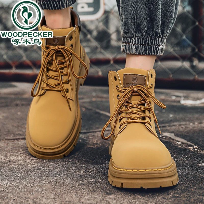 【正品】啄木鸟马丁靴情侣款男新款时尚秋冬高帮休闲男款马丁靴男士