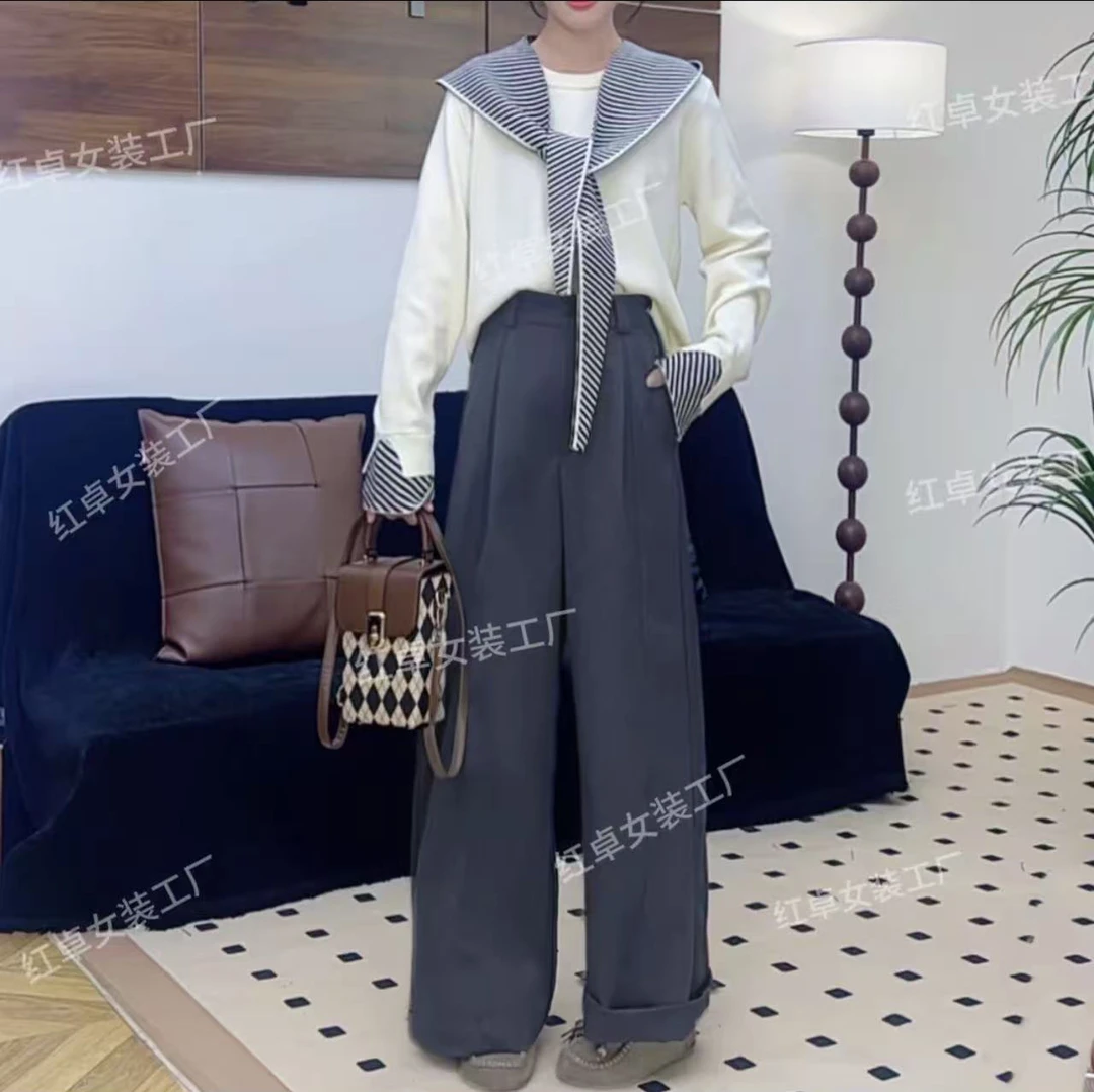 钛金棉新款女装2025秋季立体裁剪长裤阔腿裤百搭休闲裤子女