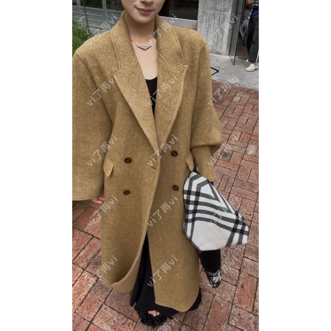 【vivi】【苏黎世】韩单正肩无垫肩巨显瘦加厚高奢面料超长绵羊毛大衣