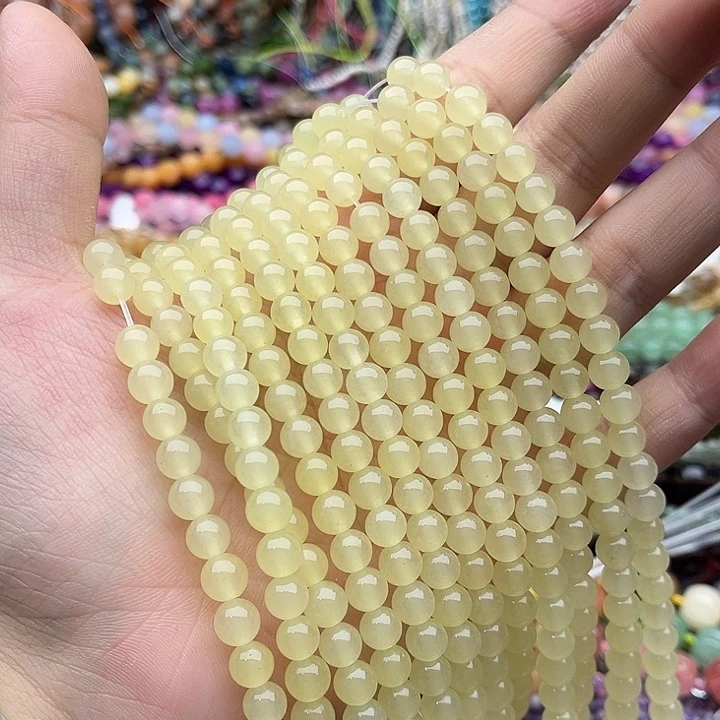 玛瑙/玉髓未镶嵌珠宝半成品一条6mm黄口和田