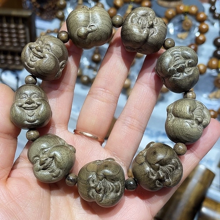 金丝楠阴沉绿料手串弥勒