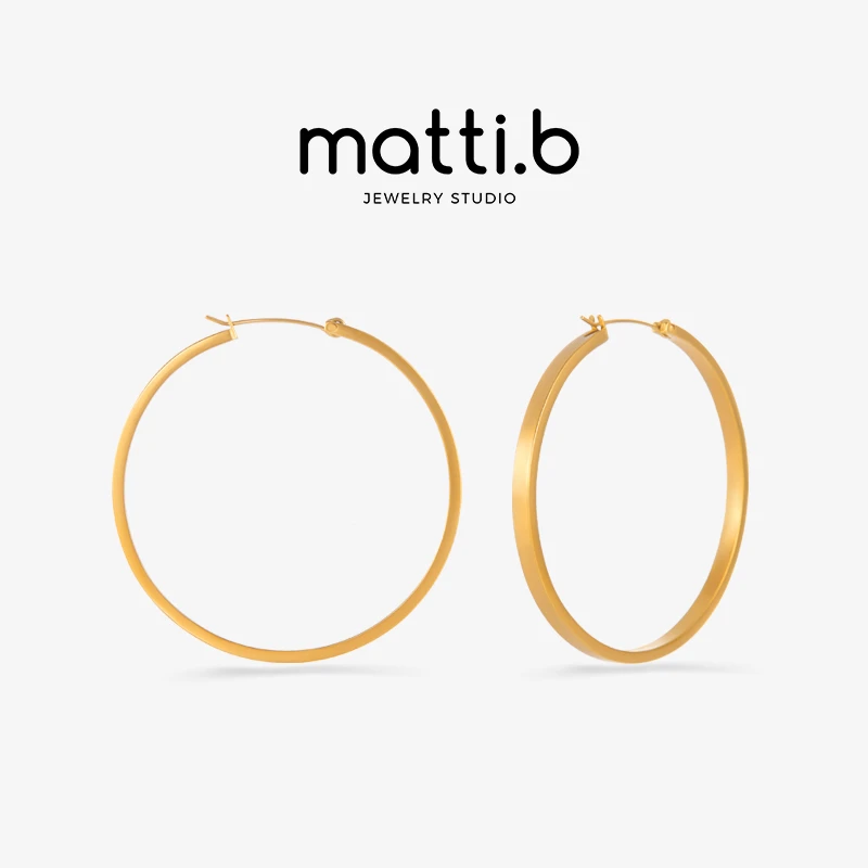 钛钢耳饰 复古哑光气质简约时髦个性大圆圈耳环高级感素圈ins耳圈