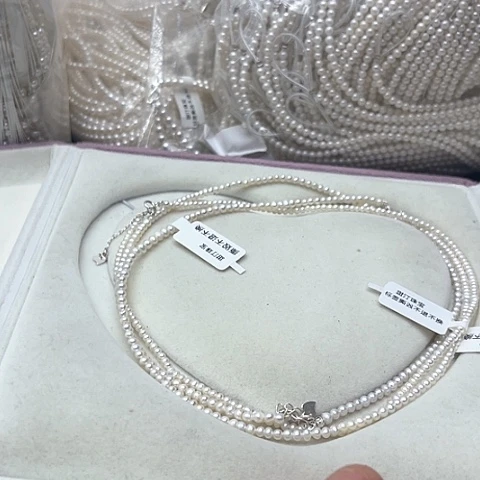 淡水珍珠珍珠项链银S925镶嵌22