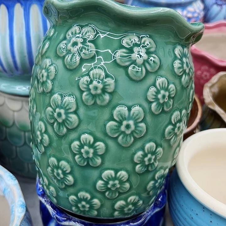 多肉绿植陶瓷花盆9.9包邮，有孔