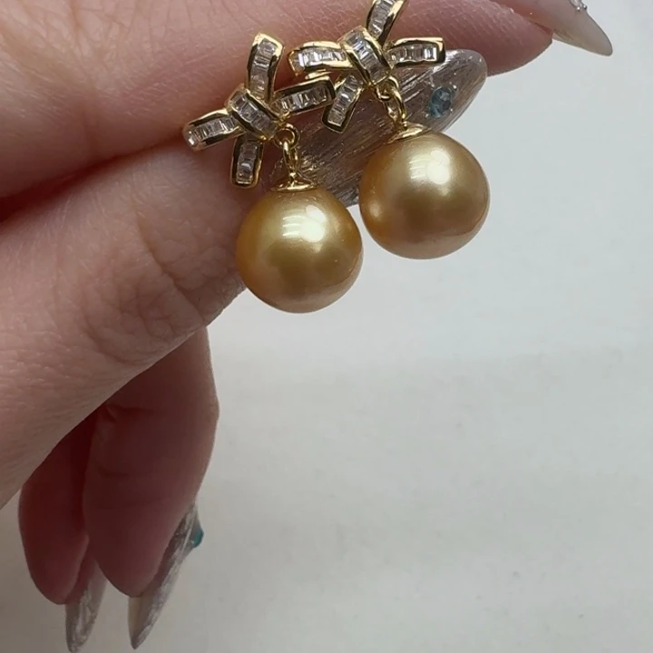 海水珍珠耳饰银S925镶嵌