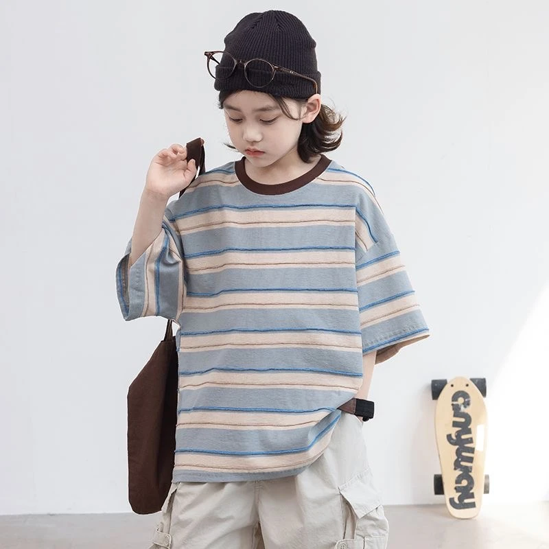 iu studio-【120cm-165cm】撞色条纹短袖