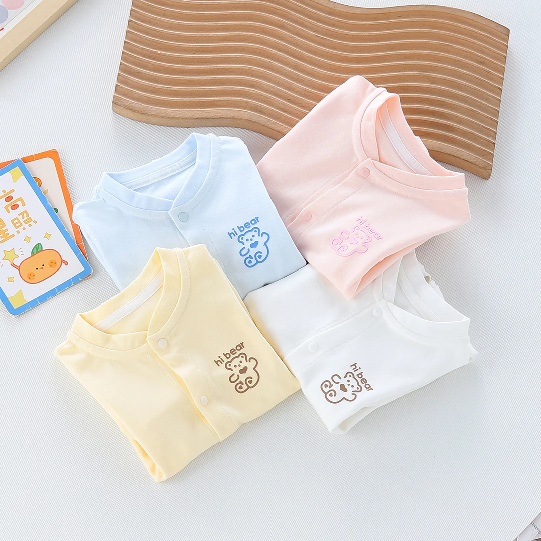 四季款纯棉无骨衣服纯色长袖连体衣婴幼儿小孩婴儿连体婴幼儿衣服