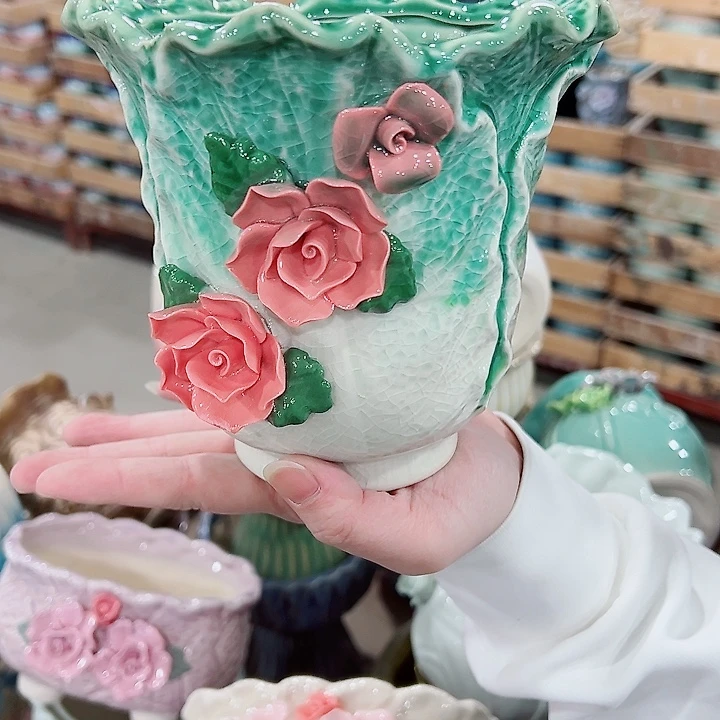 有孔，凑单福利满10元发货陶瓷多肉花盆！