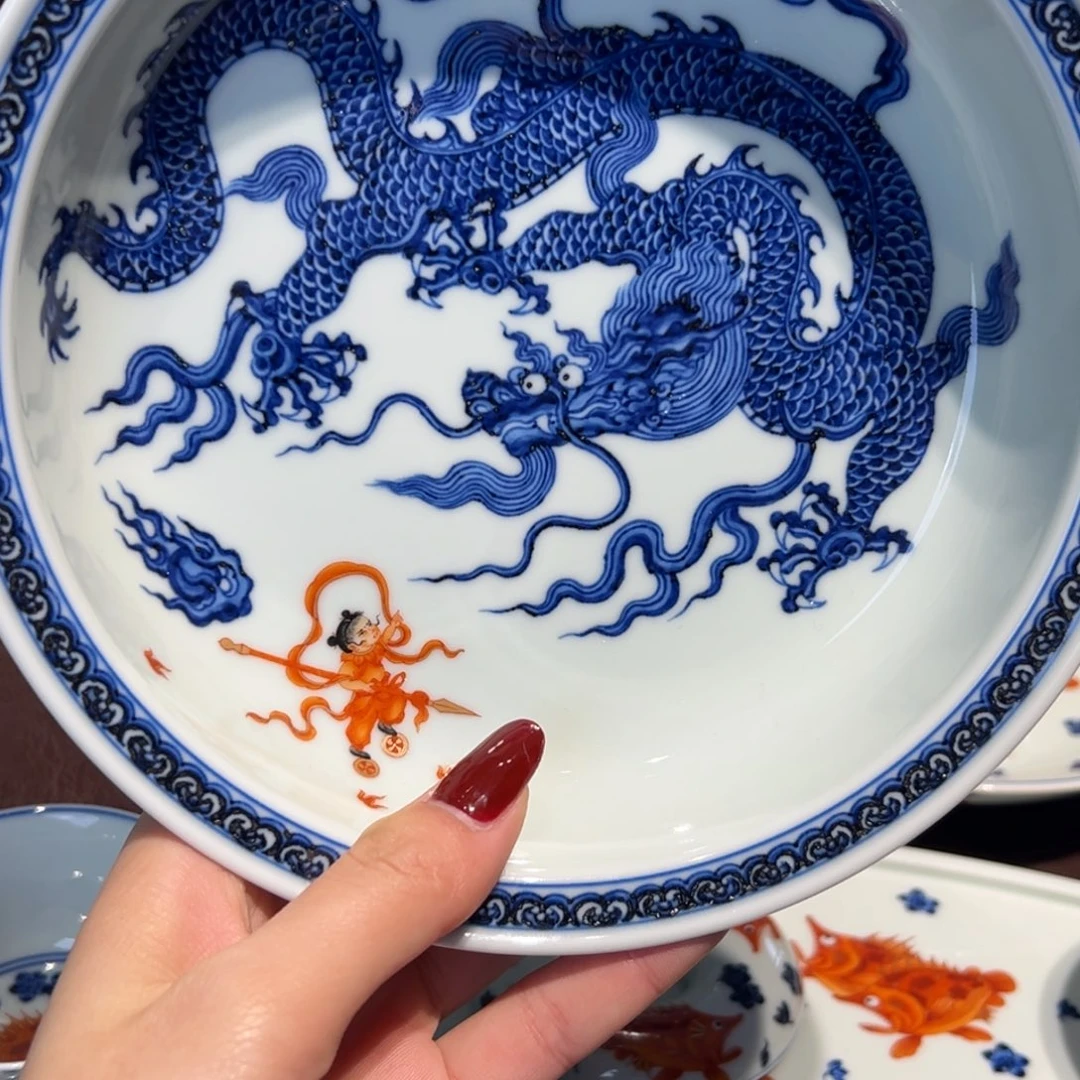 青花雯华堂手绘壶承