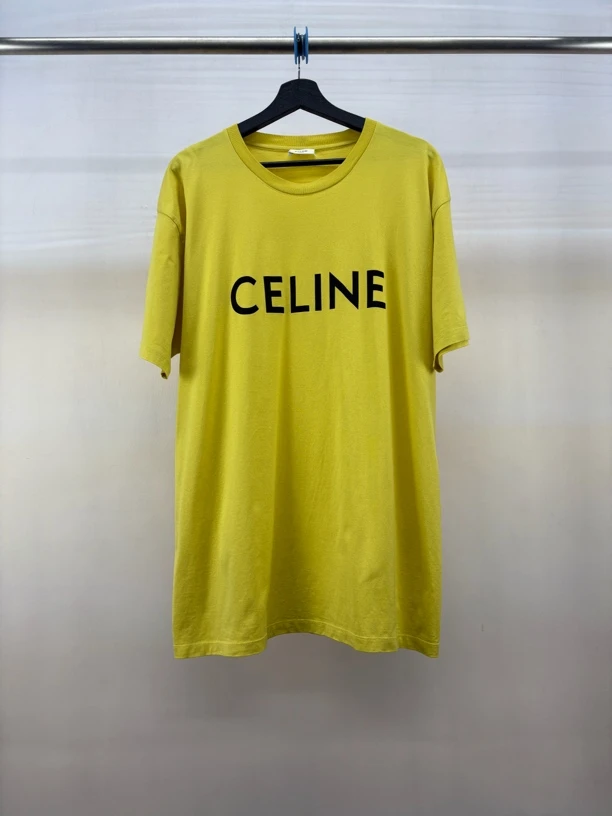 全新未使用 Celine/思琳 黄基础logo短袖/XL码/C1682