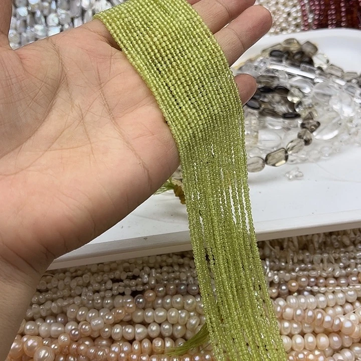 玛瑙/玉髓未镶嵌珠宝半成品?****.2条2mm橄榄石刻面