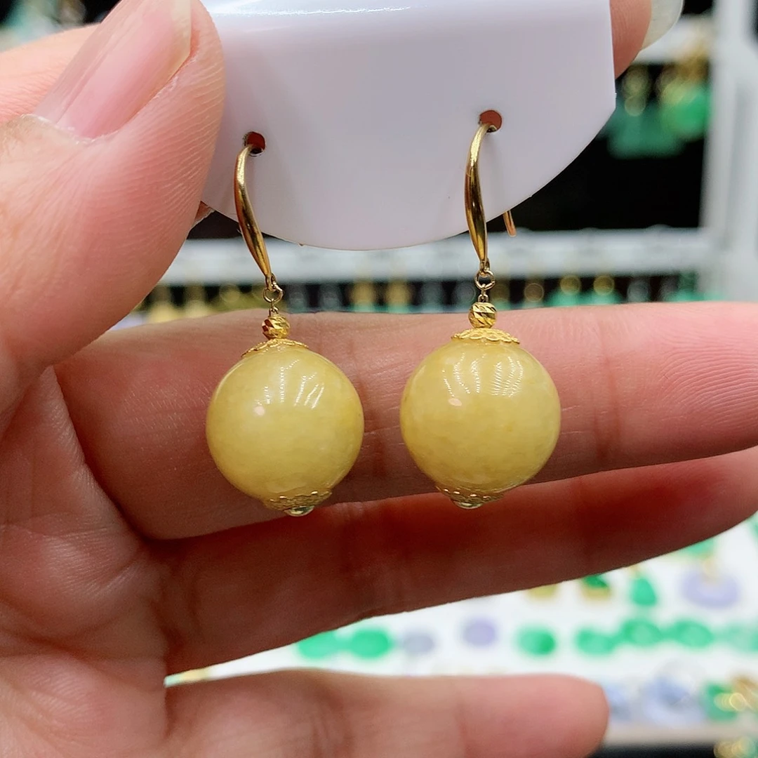 翡翠耳饰18K金镶嵌鑫*