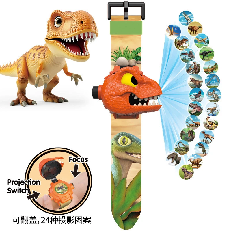 卡通电子手表翻盖投影恐龙玩具卡通霸王龙三角龙礼物