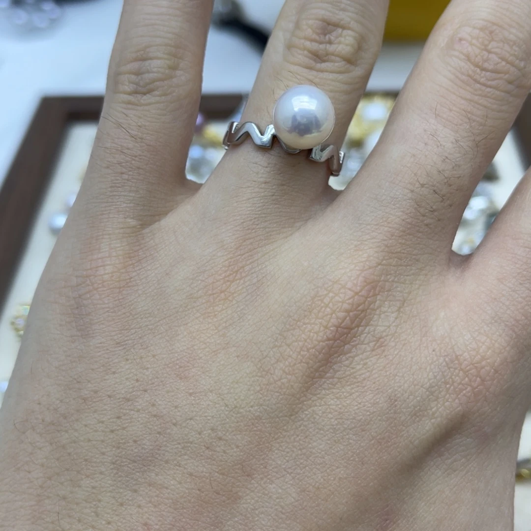 戒指淡水珍珠银S925镶嵌
