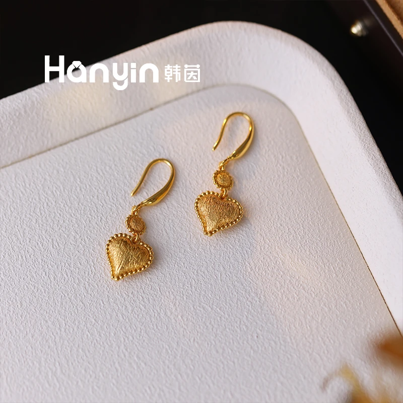 铜合金耳饰 新中式原创设计高级轻奢时尚爱心流苏耳挂耳环