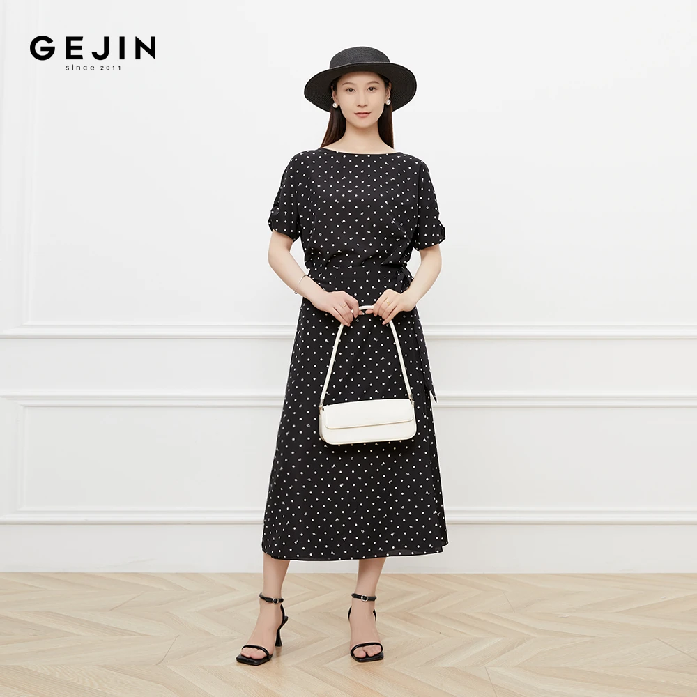 夏季波点设计法式优雅茶歇裙收腰显瘦连衣裙GD22552387