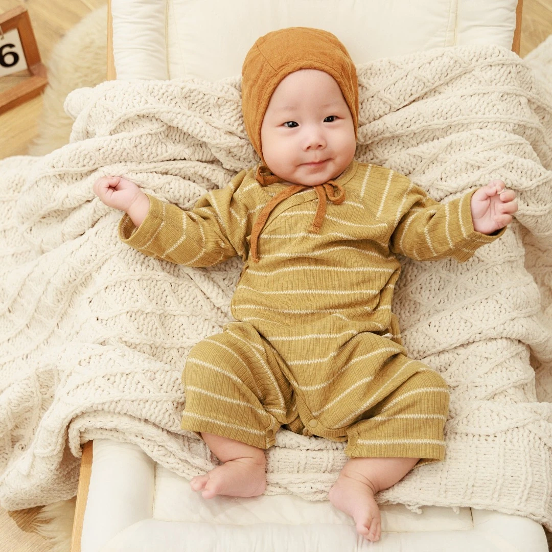 雅赞童朵长袖单层蝴蝶衣婴童舒适家居薄款护肚舒适亲肤透气