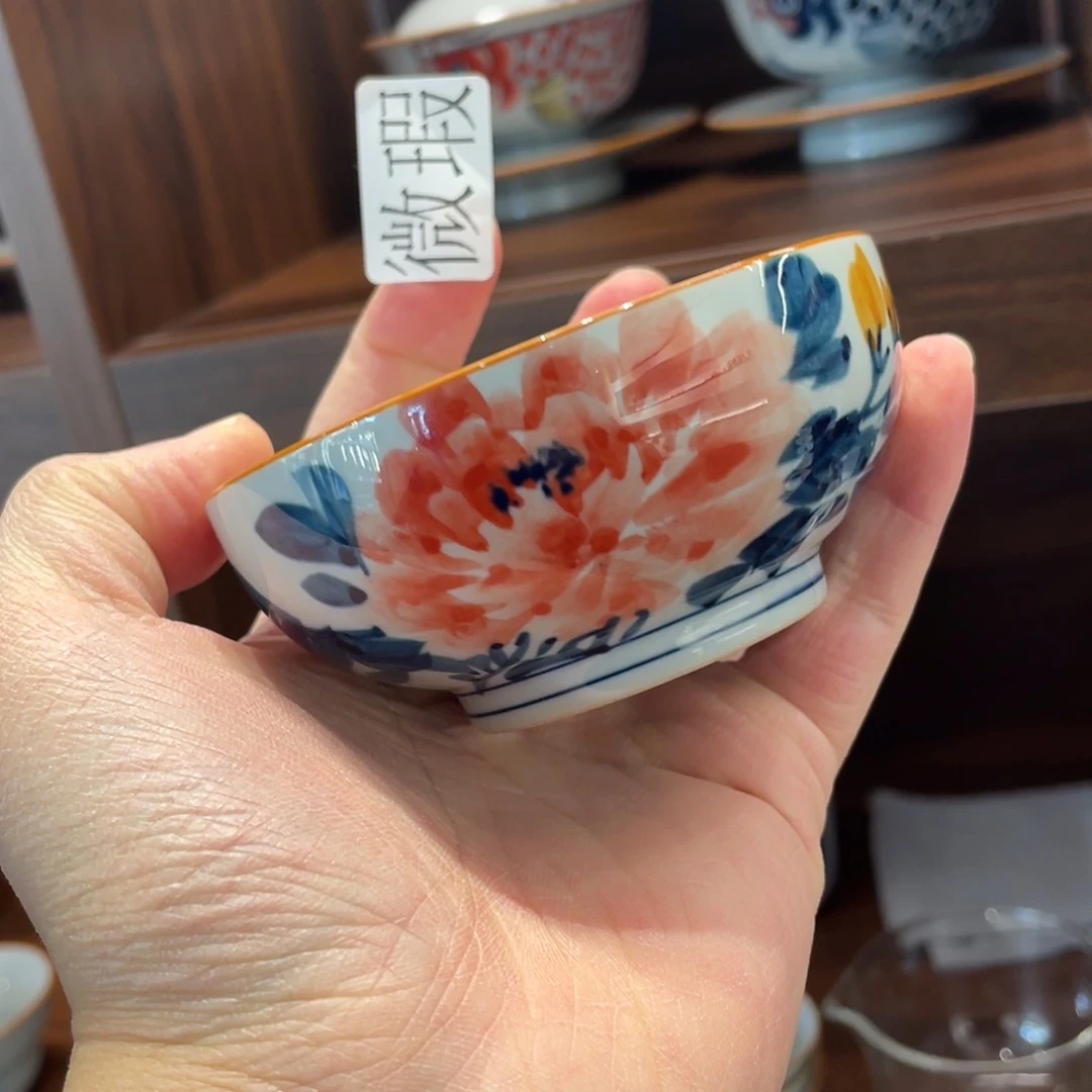 釉下手绘茶具微瑕