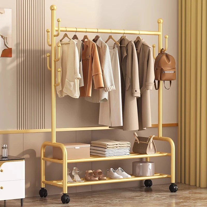 挂衣架卧室落地加厚加粗衣帽架子客厅轻奢家用室内简易杆式晾衣架