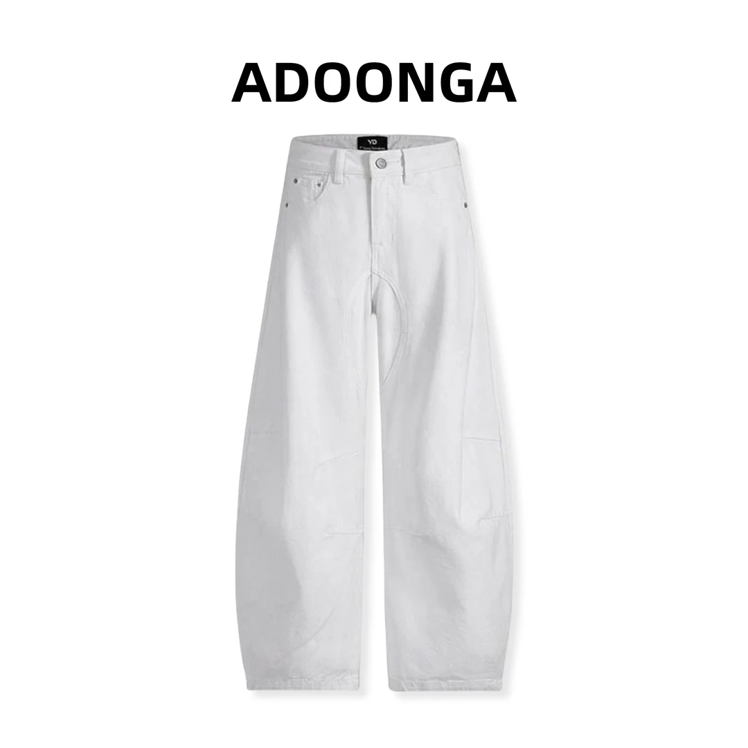 ADOONGA春季新款极简牛仔裤男女同款潮流百搭宽松直筒阔腿裤
