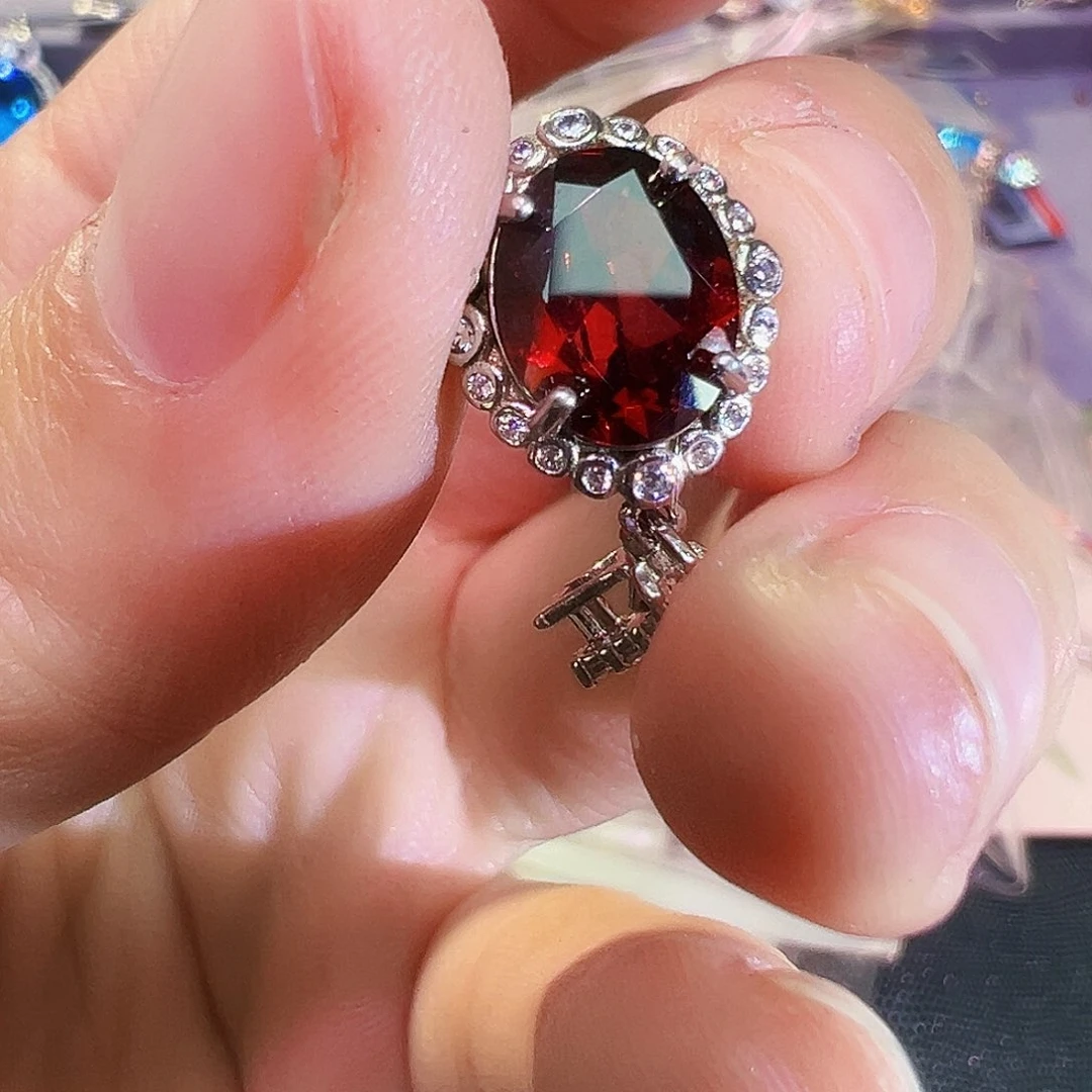 银S925镶嵌石榴石石榴石