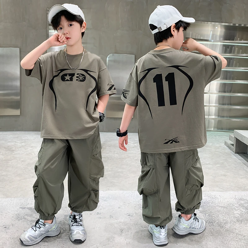 男童夏季套装2025新款儿童夏装两件套中大童夏日短袖长裤男孩衣服
