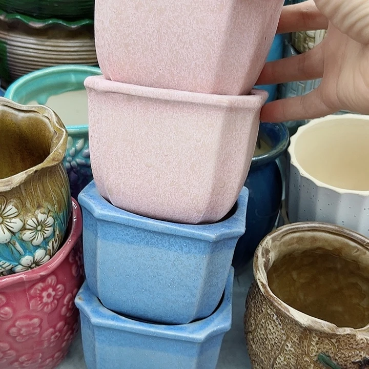 多肉绿植陶瓷花盆9.9包邮，有孔