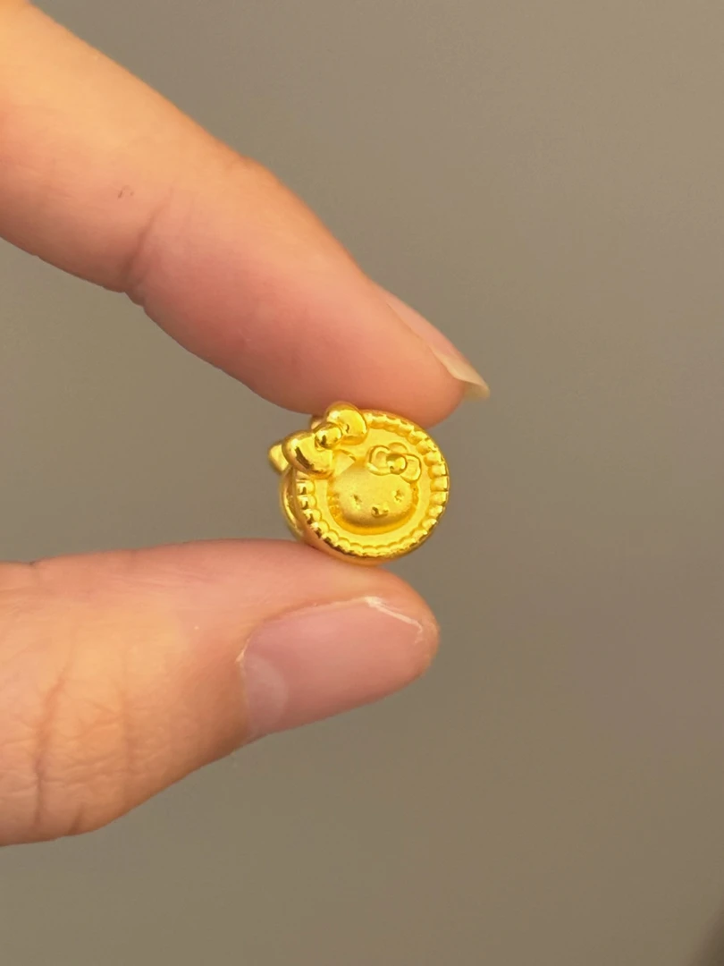 贝贝黄金 足金999 双蝴蝶结kt圆饼珠 素金 转运珠 102