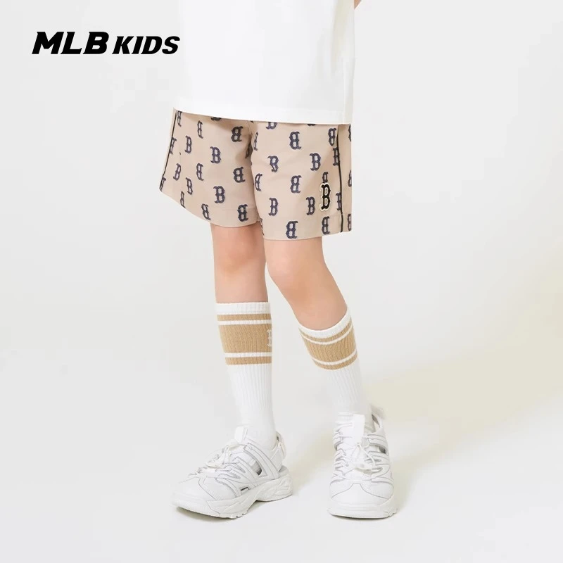 MLB儿童官方男女童满印老花图案潮奢时尚梭织短裤25新款7ASMM0253