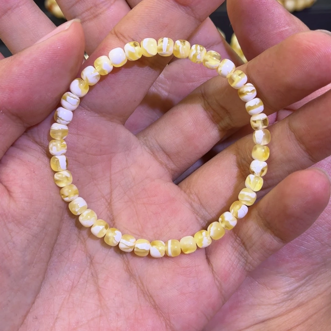 昀***）未镶嵌琥珀手链金漆白5老型单圈