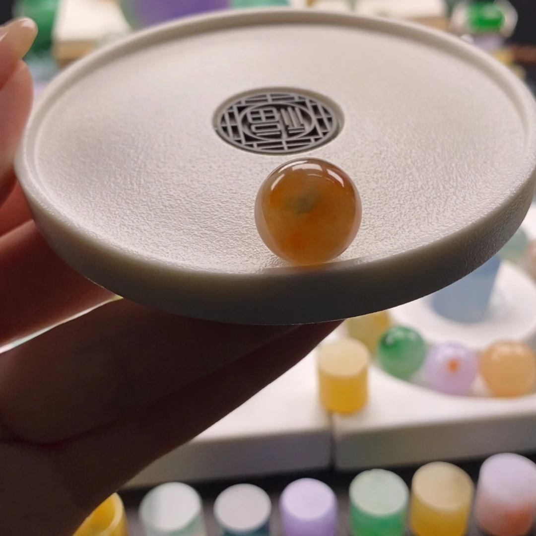 颈饰未镶嵌翡翠橘色飘花特色圆珠卡13