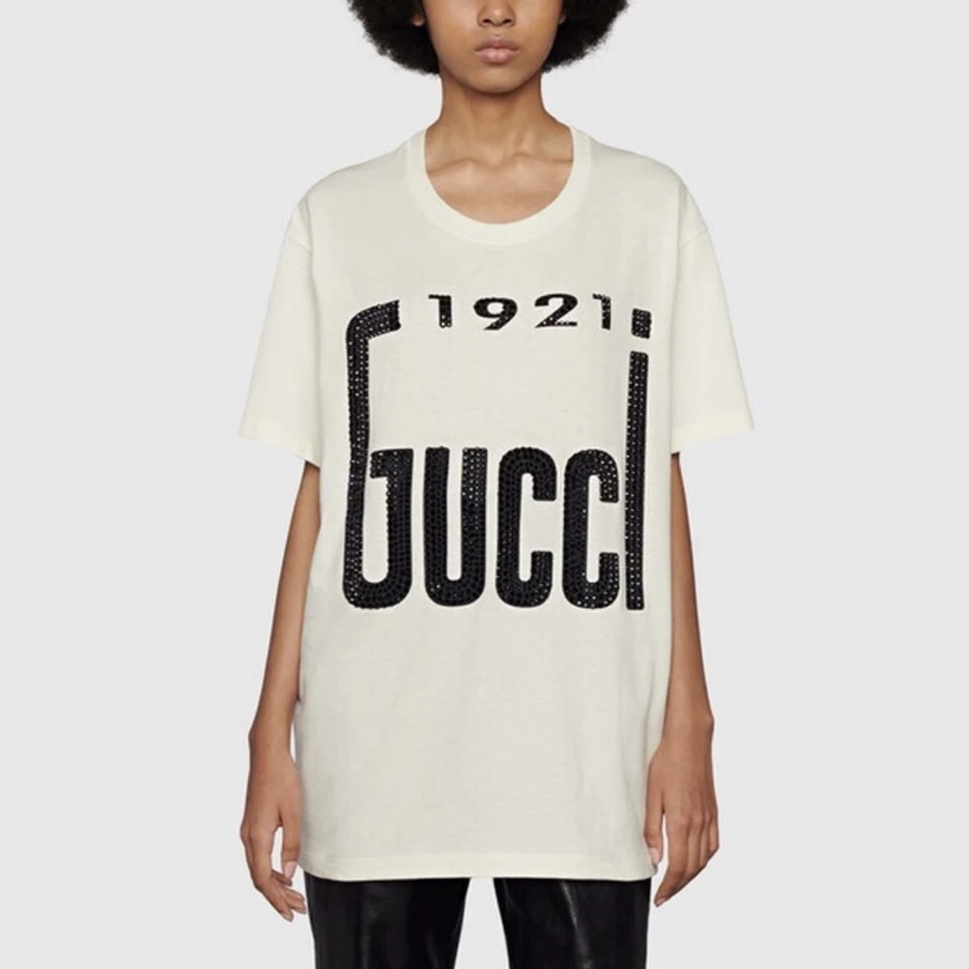 95新 GUCCI/古驰 010855 字母Logo印花短袖T恤 XS码