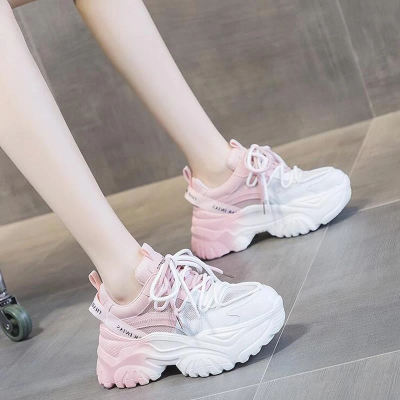 杨幂同款小白鞋女2025夏季新款百搭显脚小6cm正品休闲白色老爹鞋