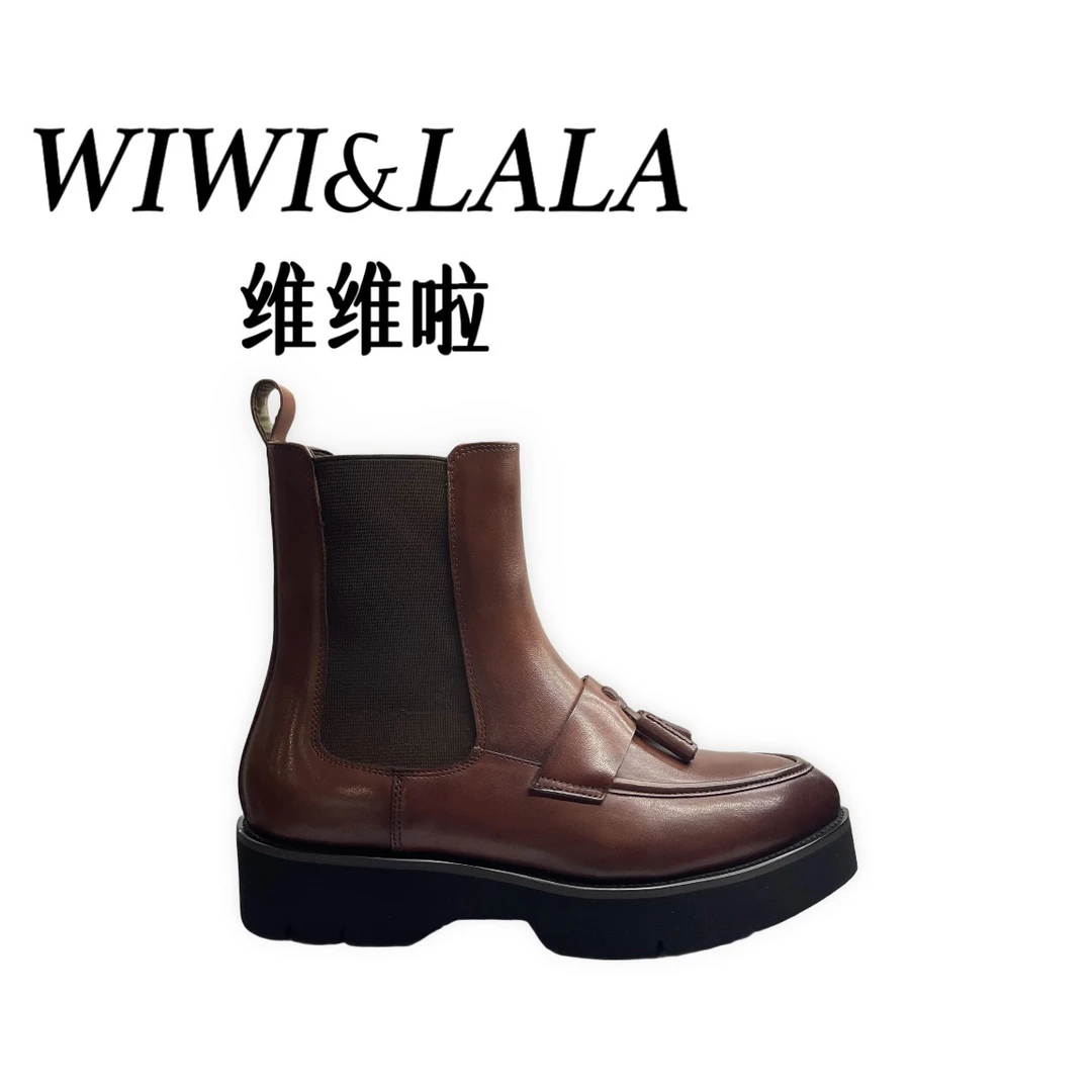 【维维啦】AW冬款牛皮尖头流苏烟筒靴绒里Y 96-01