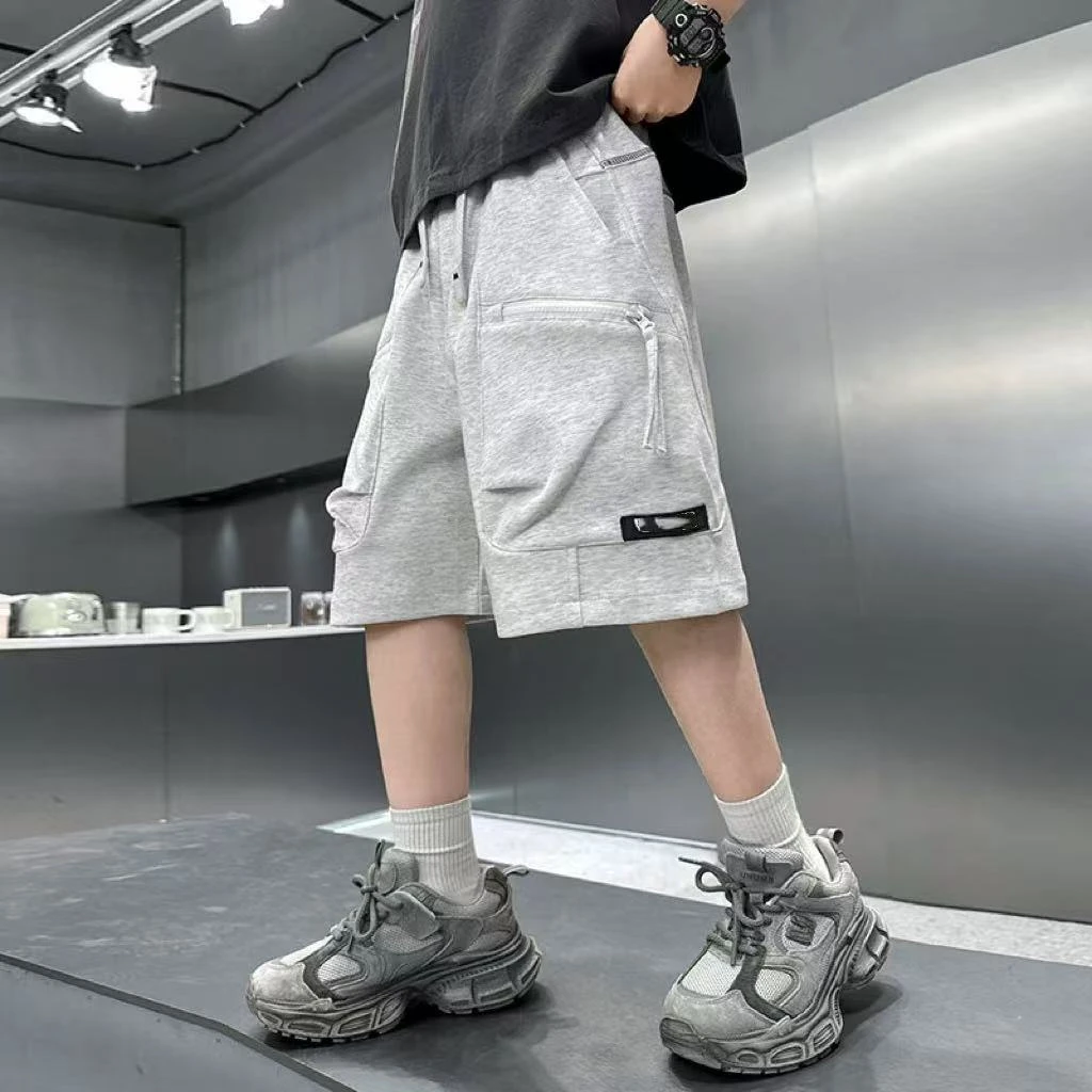 样衣【灰色大口袋拉链休闲短裤】7878 120-170