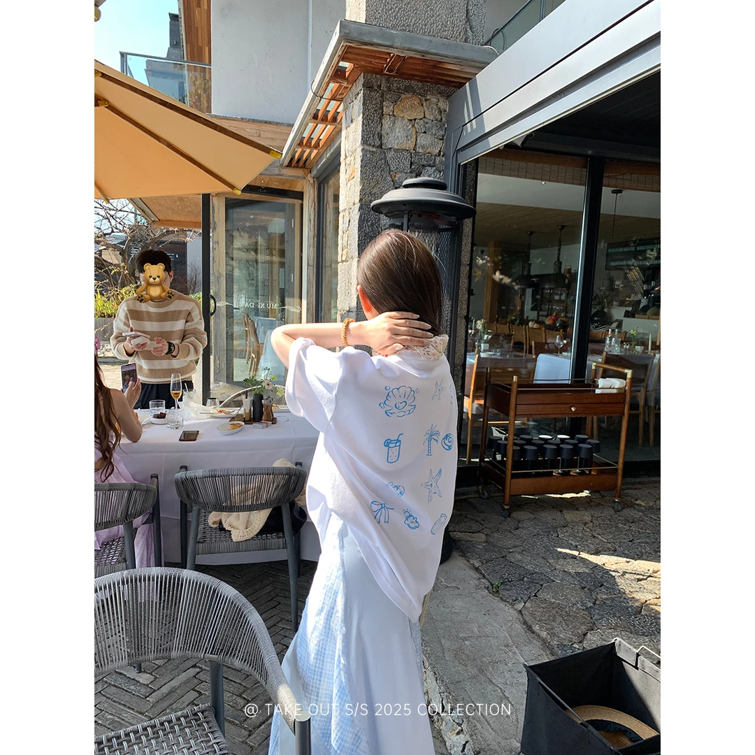 外卖到了「conch T」life设计感白色t恤宽松显瘦打底衫情侣WM5CST12