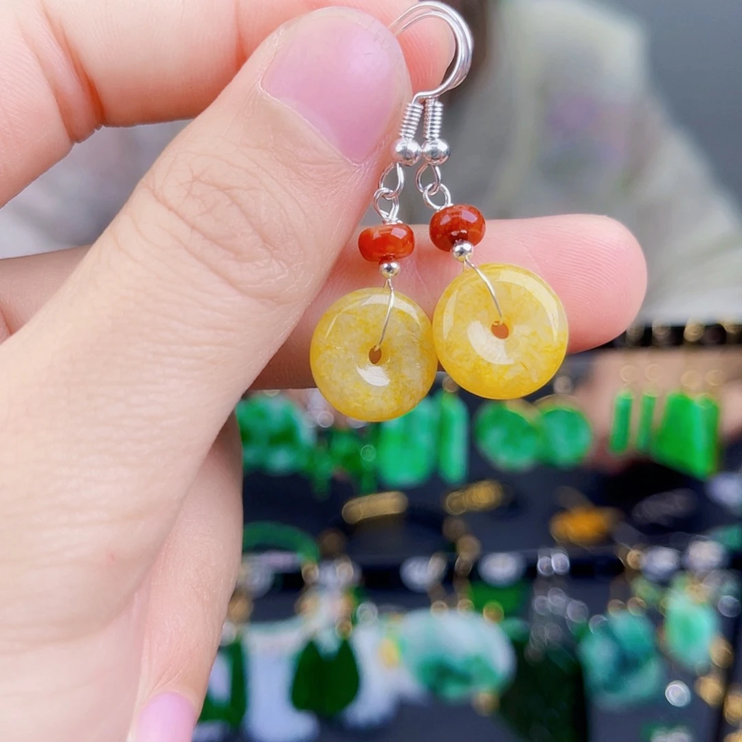 翡翠未镶嵌耳饰饰品