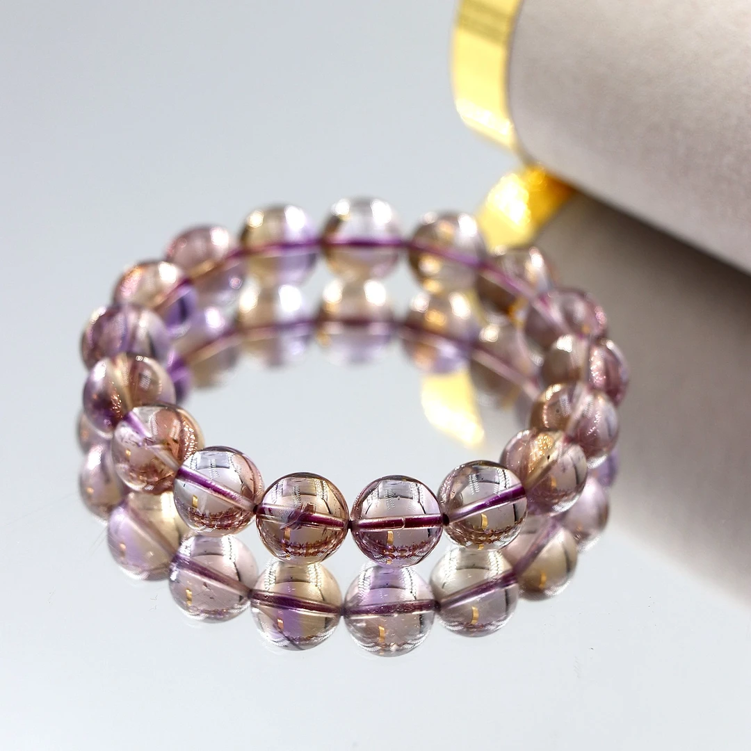 天然玻利维亚老矿净透体紫黄晶手串Z6772-尺寸可选-多样性发一