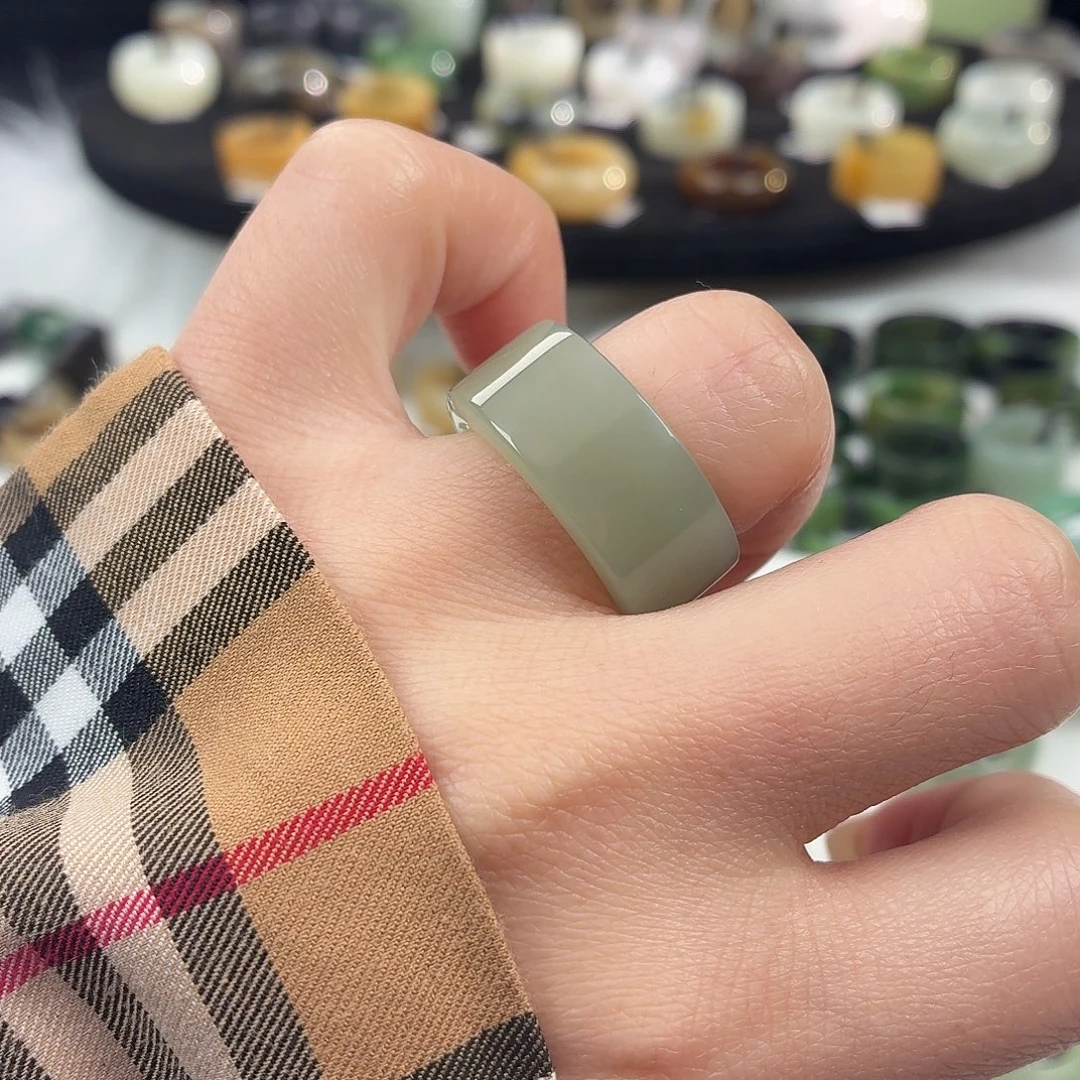 和田玉未镶嵌戒指S73晴水直切17.5