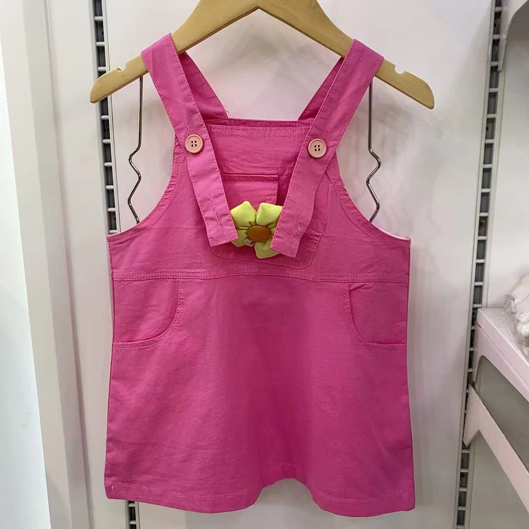 X6016-1立体小花朵休闲背带裙（粉色）