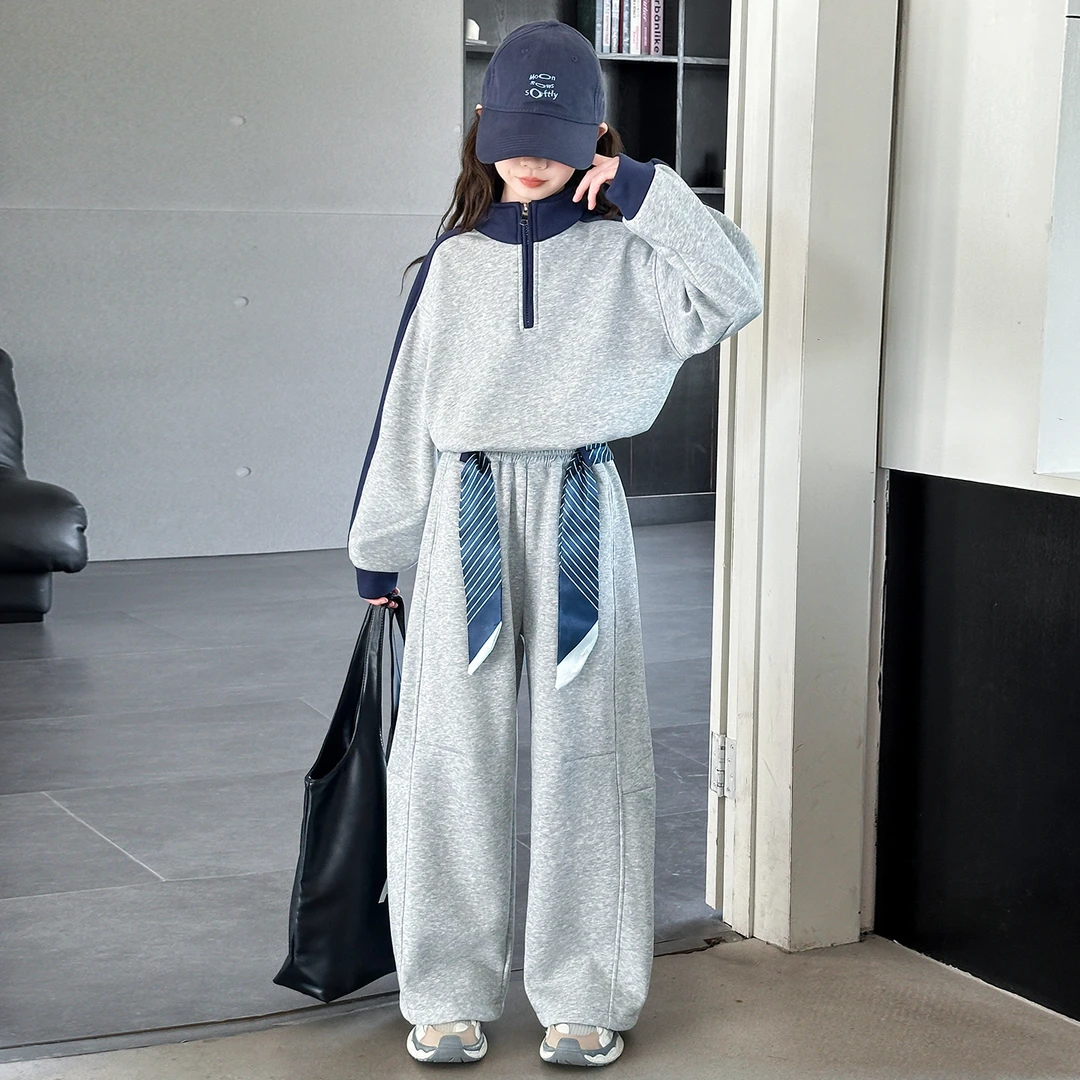 简约潮牌店铺儿童服装运动新款衣服女童装秋装套装6-12岁高级感