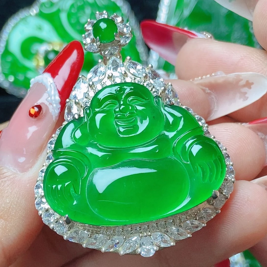 颈饰银S925镶嵌翡翠