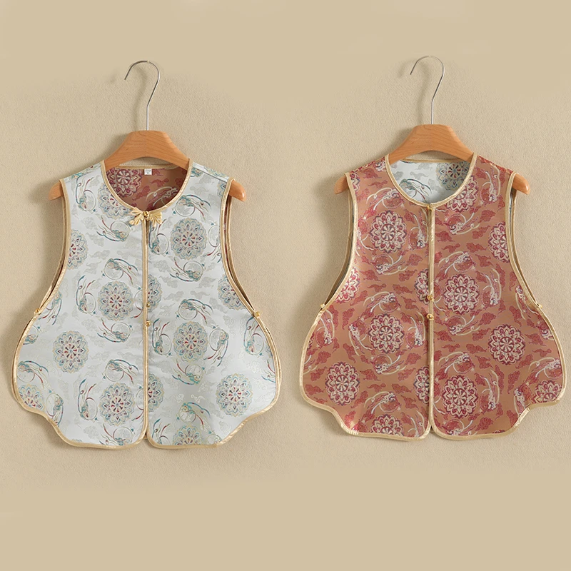 【云翎】新中式短款双面双面小马甲国风小版型遮肉显瘦女士马夹上衣